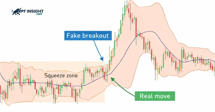 Bollinger squeeze head fake: false breakout followed by the real move.