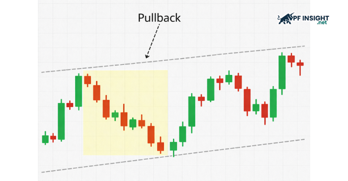 Figure: Example of a pullback within an overall uptrend channel.